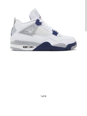 Nike Men's White Navy Grey Air Jordan 4 Retro Sneakers